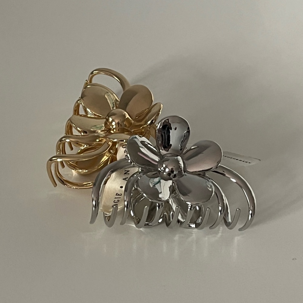 Anthropologie Metallic Flower Hair Accessories